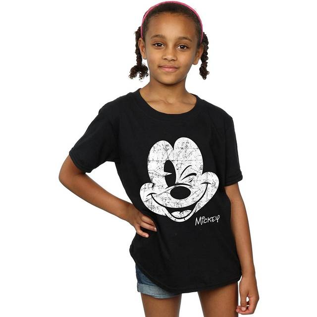 Mickey Mouse Face Cotton T-Shirt - Black - 7-8 Years
