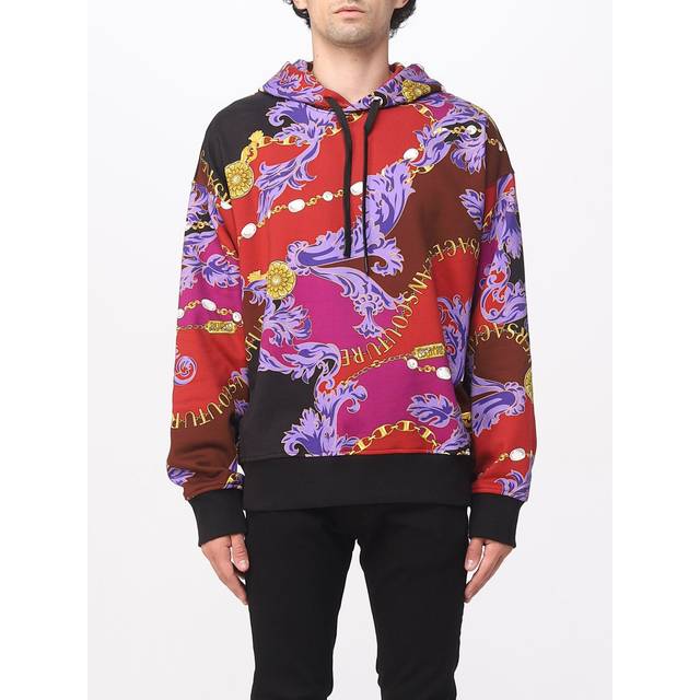 Versace Jeans Couture, Hoodies, male, Multicolor, M, MultiColour Jumpers with Adjustable Hood and Logo