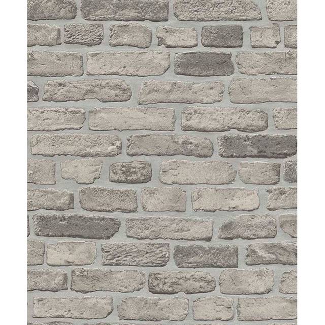 Erismann House Brick Pattern Wallpaper Faux Stone Effect Realistic Embossed Roll[GREY 6939-15]*