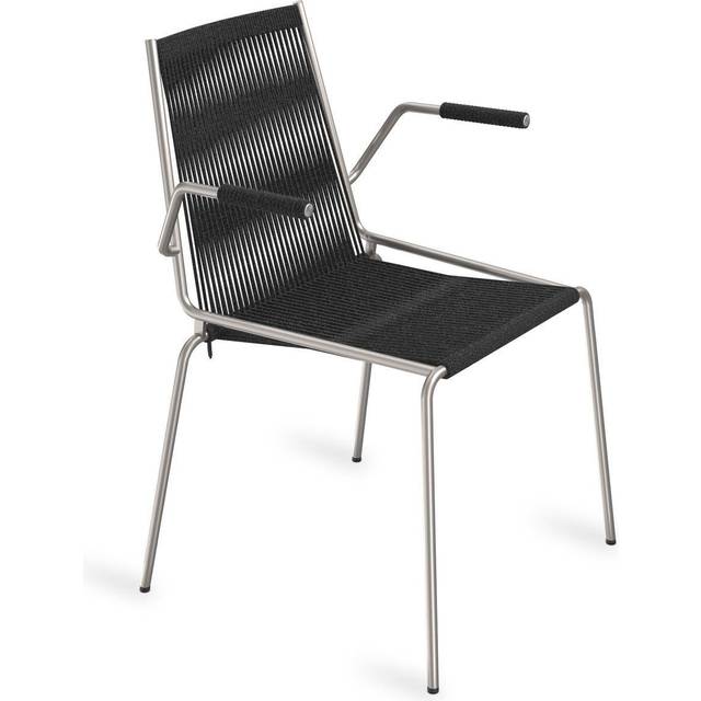 Thorup Copenhagen Noel Dining Chair with Armrests Steel/ Black Linen