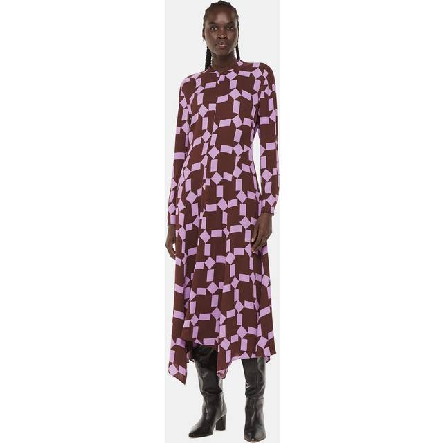 Whistles Spun Check Midi Dress, Purple/Multi