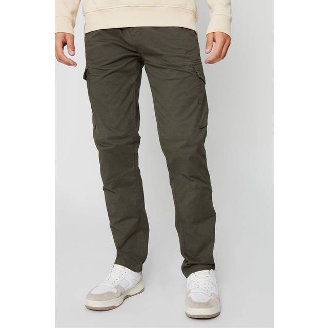 'Drill' Cotton Cargo Trousers With Stretch - Green - 38R