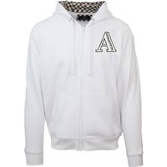 Aquascutum Mens Classic Large A Logo White Zip-Up Hoodie - Size Large