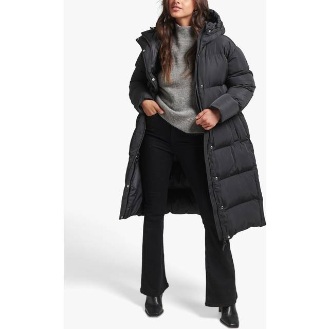 Superdry Womens Hooded Longline Puffer Jacket Black