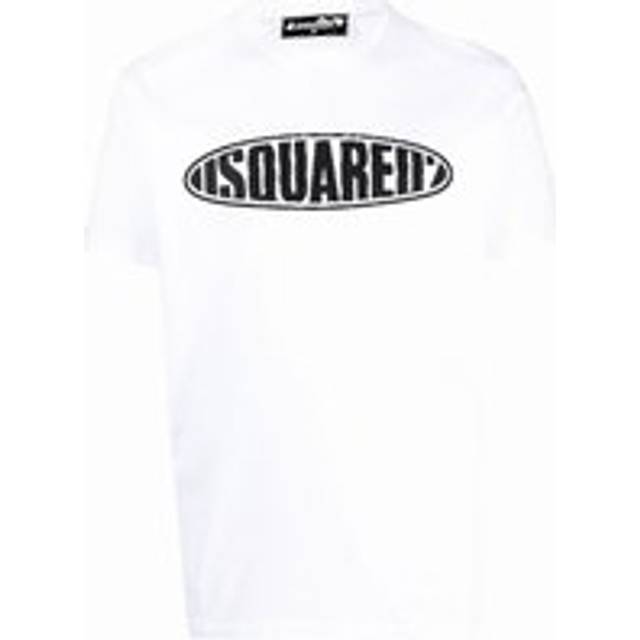 Dsquared2 Mens Surf Board logo print T-Shirt in White Cotton - Size Small