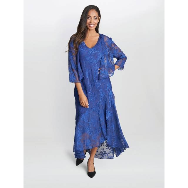Gina Bacconi Barbara Cascade Jacket And Midi Dress, Hydrangea