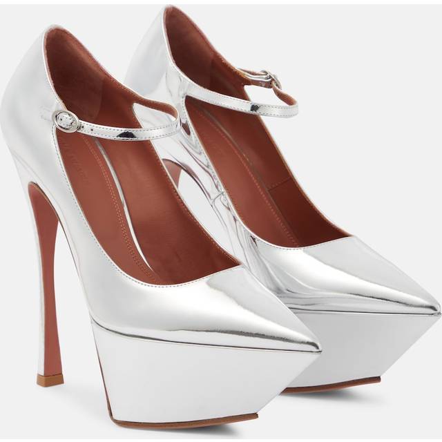 Amina Muaddi Yigit metallic leather platform pumps (UK 7.5)