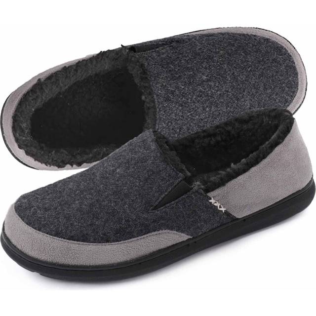 Zigzagger Men's Zermatt Wool-blend Loafer Slippers with Memory Foam Indoor  Black  12 US