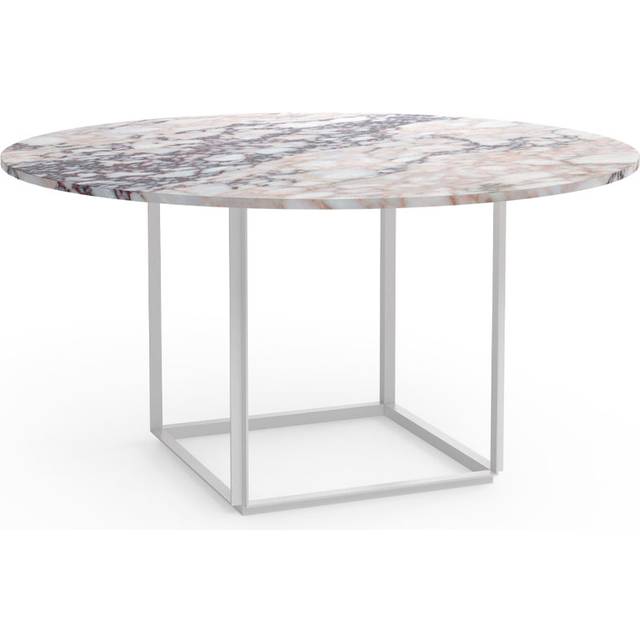 New Works Florence matbord runt white viola marble, ø145 cm, vitt stativ