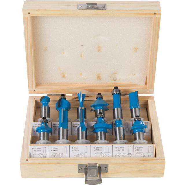 12 Piece TCT Router Bit Set 12mm Shank Tungsten Carbide Blade Laminate Worktop