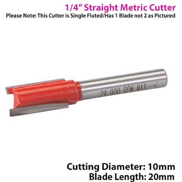 "1/4"" SHANK 10mm x 20mm Tungsten Carbide Straight Router Bit Worktop Wood Cutter"