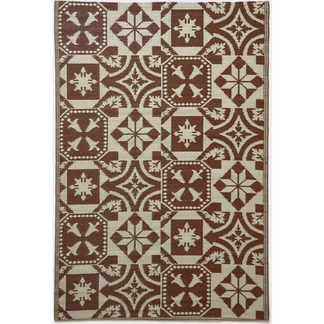 Homescapes Brown Tile Mosaic Large Outdoor Rug Reversible & Waterproof