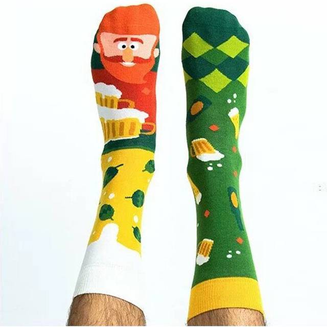 (Beer Beard Man) Spring and summer AB tide socks not right ins cotton socks cartoon jacquard medium-high socks, men's socks, women's socks