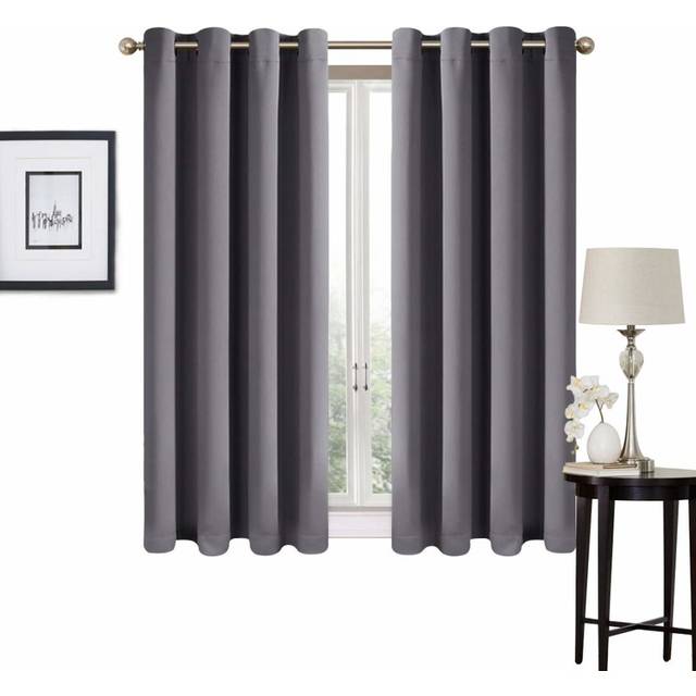 99% Blackout Curtains 2 Panels Set Thermal Insulated Window Treatment Solid Eyelet Darkening Curtain for Living Room Bedroom Nursery,Dark...