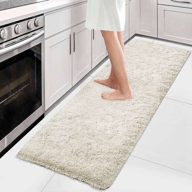 "(80 cm x 300 cm (2ft 6"" x 10ft)-Large Runner, Cream) Anti-Slip Super Soft Mat Living Room Bedroom Carpet Rug"