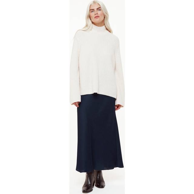 Whistles Petite Satin Bias Cut Skirt, Navy