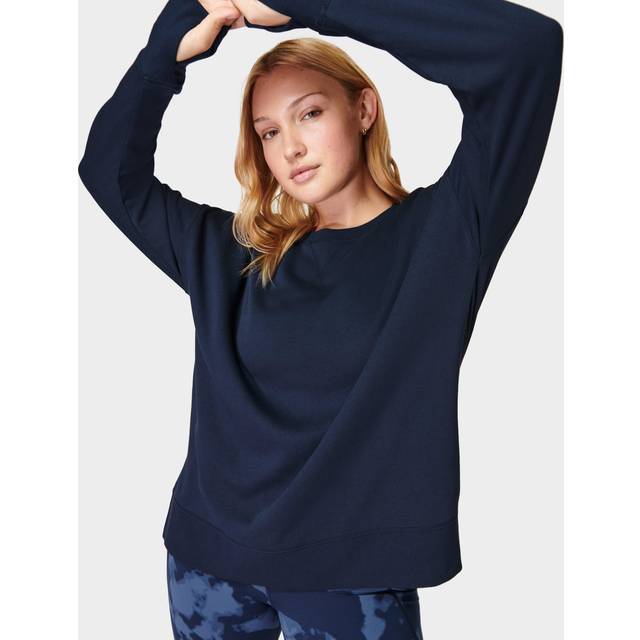 Sweaty Betty Womens Navy Blue After Class Longline Sweatshirt - Large
