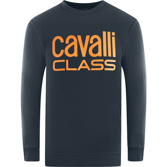 Cavalli Class Mens Bold Brand Logo Navy Blue Sweatshirt - Size Medium