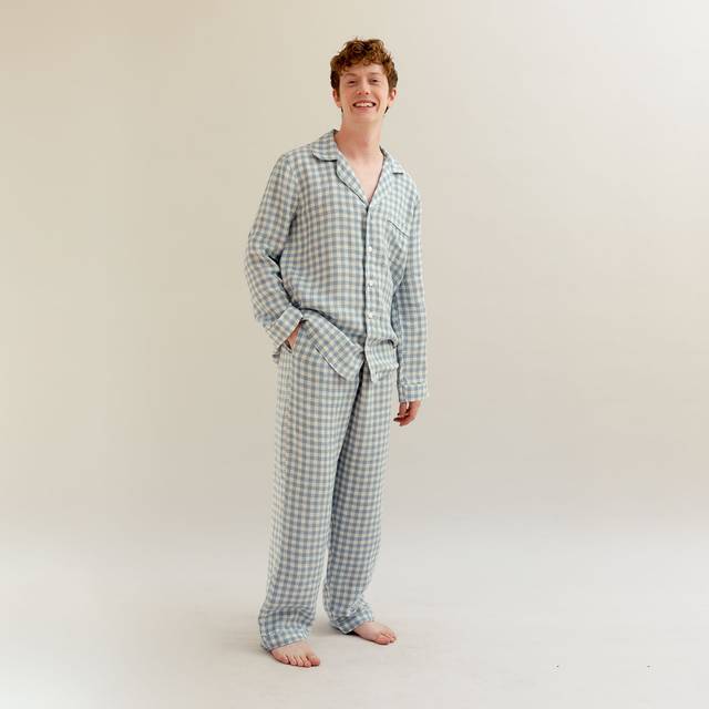 Piglet in Bed Linen Gingham Pyjama Trouser Set