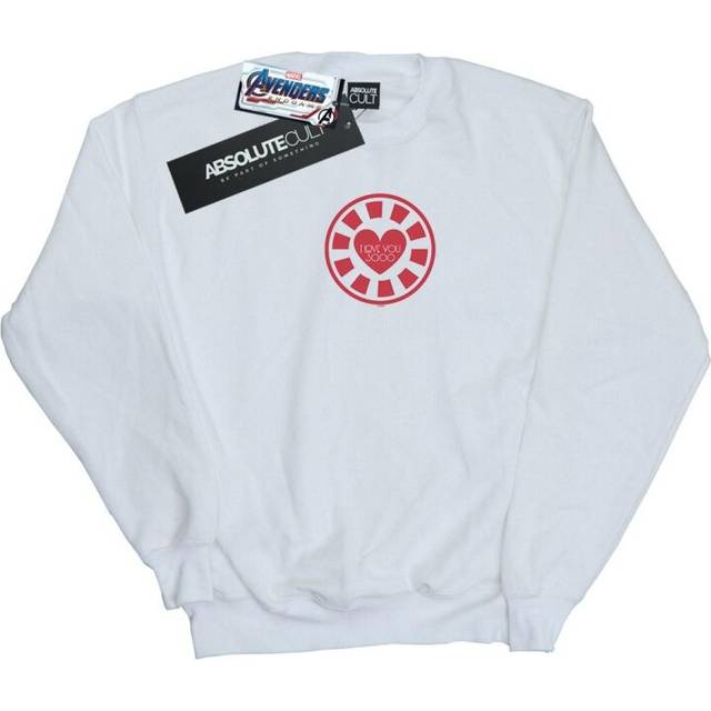 Avengers Endgame I Love You 3000 Tony Stark Heart Sweatshirt - White - M