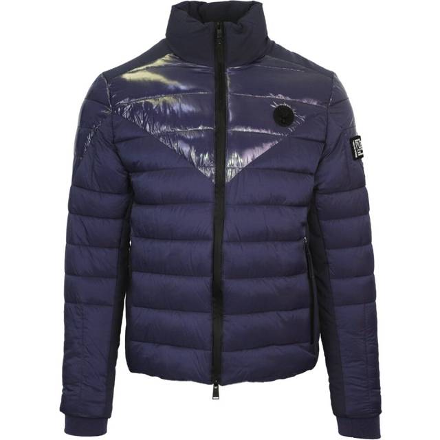 Plein Sport Mens Plain Quilted Navy Blue Jacket - Size X-Large