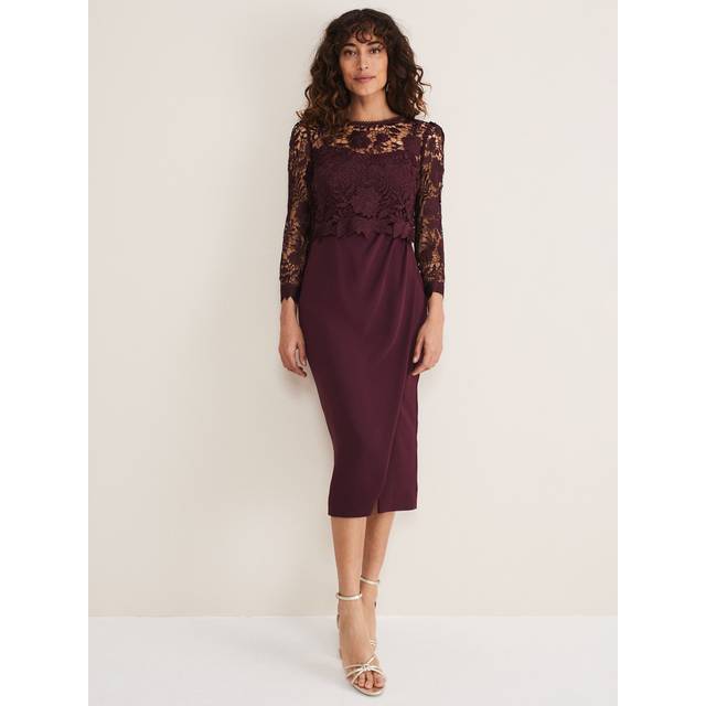 Phase Eight Women's Adeline Double Layer Lace Dress - Dark Plum - 8