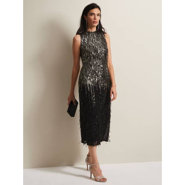 Phase Eight Women's Clover Sequin Fringe Maxi Dress - Black - 10