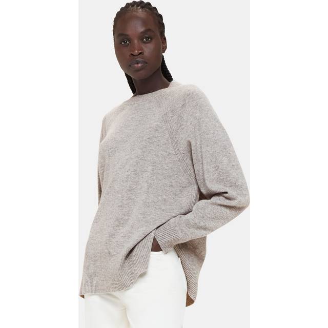 Whistles Ultimate Cashmere Crew Neck Jumper, Grey Marl