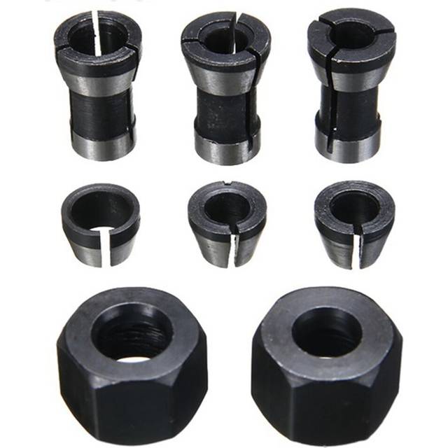 8Pcs High Precision Adapter Collet Set 6mm/6.35mm/8mm Collet Chuck Engraving Trimming Machine Router Milling Cutter Tool