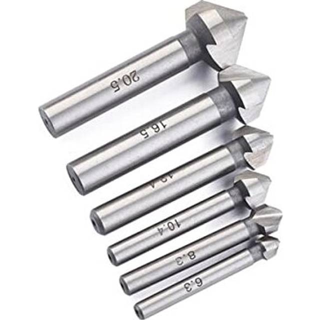 6 Pcs Cobalt Steel SingleEnd Countersink Chamfer Tool Deburring Tool Set Round Shank for Cutting Holes in Plastic Copper Aluminum Plate Insulation