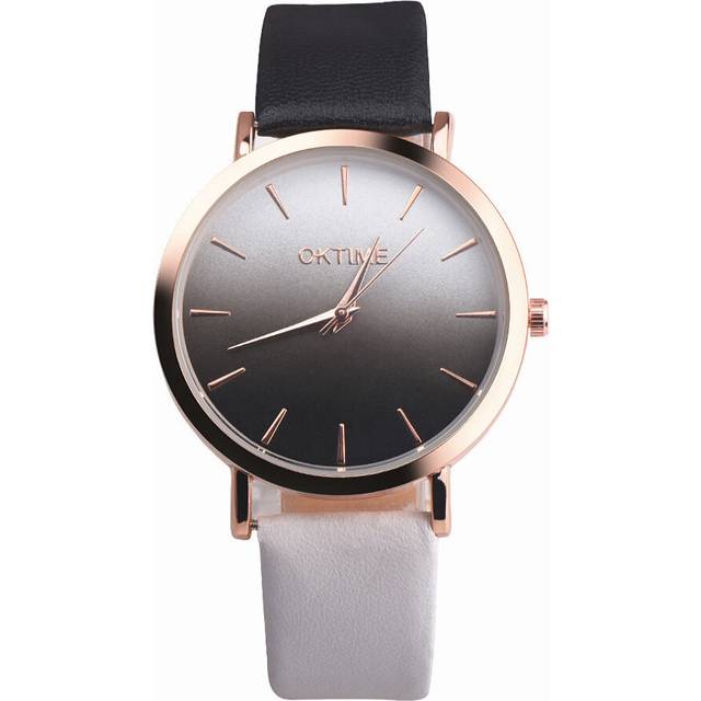 Fashion Ladies Women Wrist Watches Gradient Tie Dye PU Leather Quartz Wristwatches