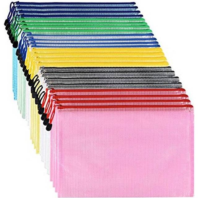 Plastic Wallets - 24 Pieces Document Folder File Zipper Bags A4 Plastic Wallet Folder Extra Thick Zip Lock Bags