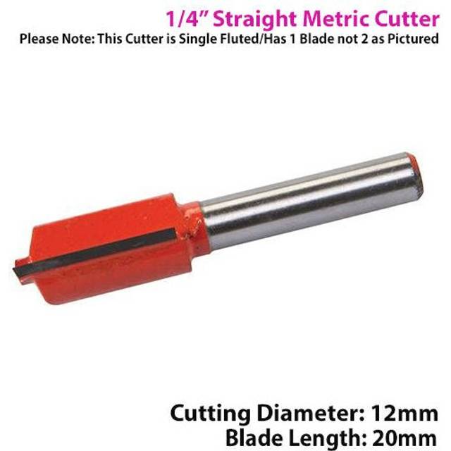"1/4"" SHANK 12mm x 20mm Tungsten Carbide Straight Router Bit Worktop Wood Cutter"