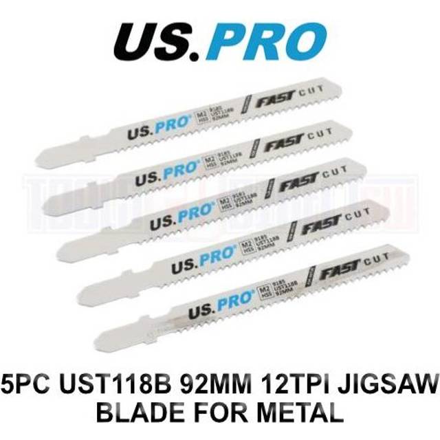 US PRO Tools 5pc UST118B 92mm 12TPI Jigsaw Blade For Metal 9185