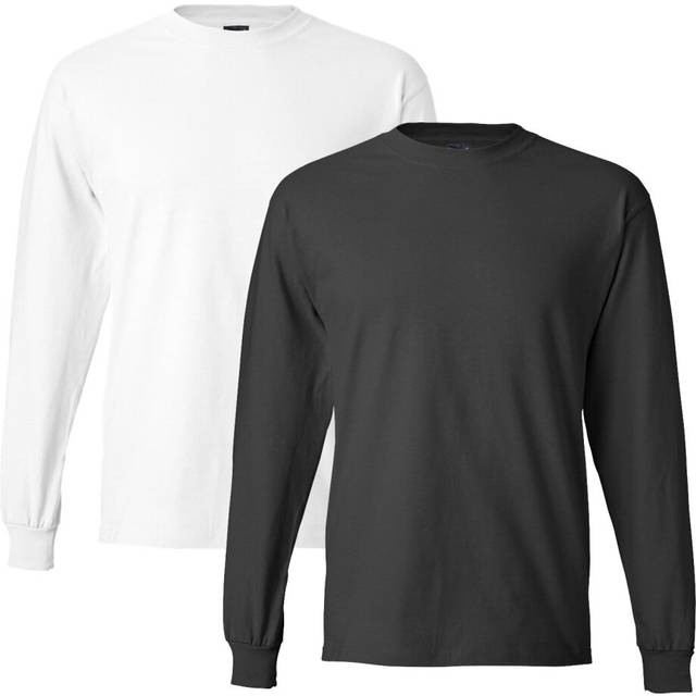 Hanes mens 61 oz Long-Sleeve Beefy-T(5186)-SMOKE gRAYWHITE-S
