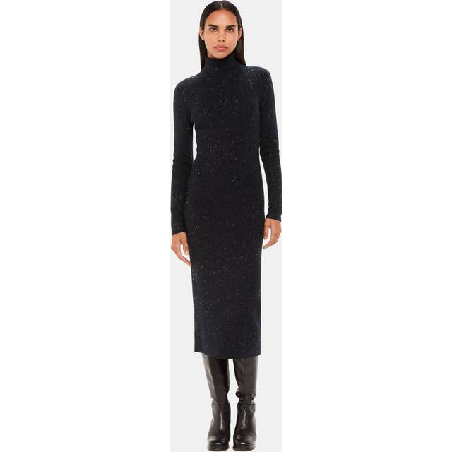 Whistles Annie Sparkle Roll Neck Midi Dress, Black