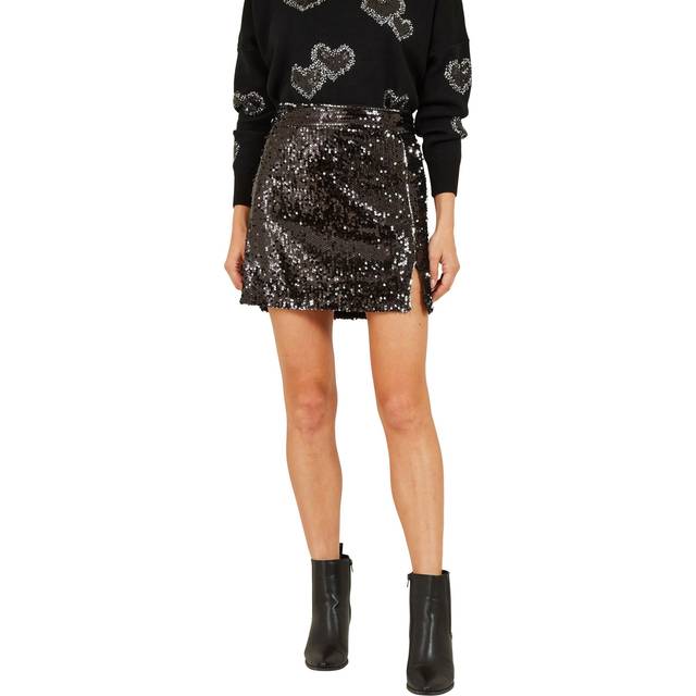 Mela London Womens Black Sequin Mini Skirt - Size 10 UK