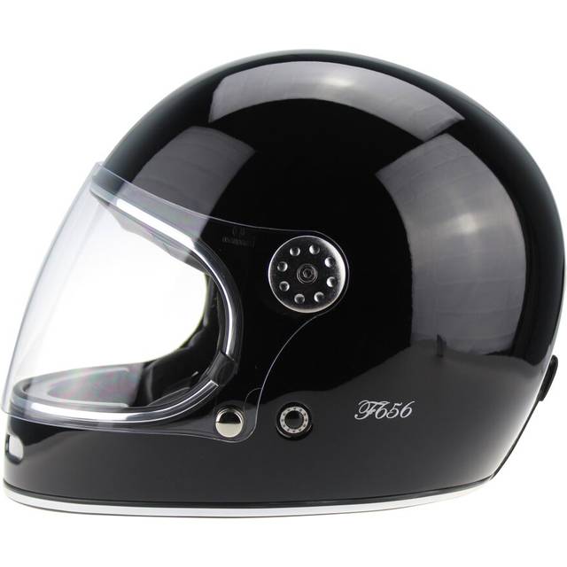 (XS) Viper F656 Full Face Vintage Fiberglass Motorcycle Racing Crash Helmet Black