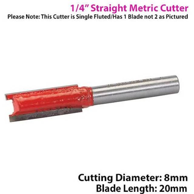 "1/4"" SHANK 8mm x 20mm Tungsten Carbide Straight Router Bit Worktop Wood Cutter"