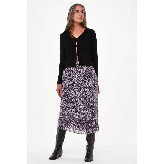 Purple Floral Side Button Midi Skirt (14)