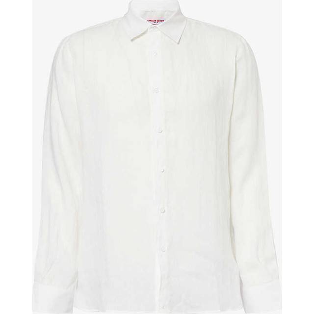 Orlebar Brown Mens White Giles Long-sleeve Linen Shirt L - WHITE
