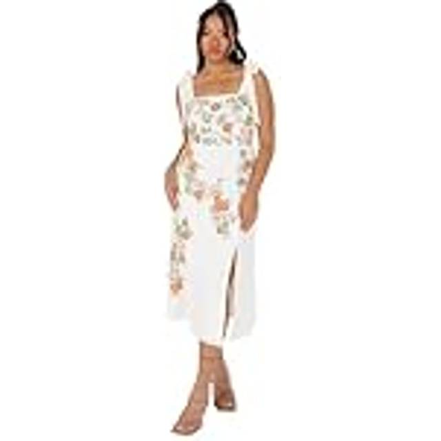 Maya Deluxe Tie Shoulder Midi Dress, Ecru