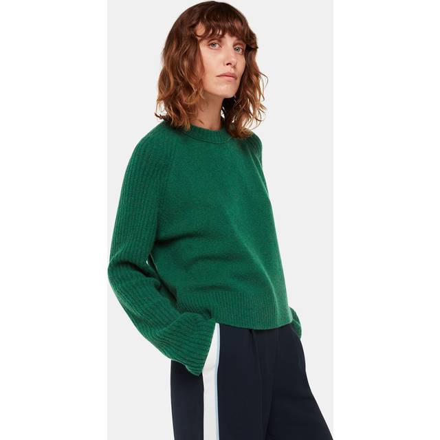 Whistles Womens Dark Green Anna Round-neck Knitted Jumper Xs - DARK GREEN