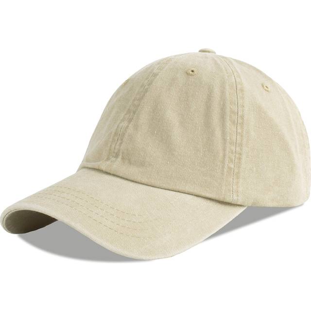 LANgZHEN Unisex Baseball cap 100% cotton Fits Men Women Washed Denim Adjustable Dad HatKhaki