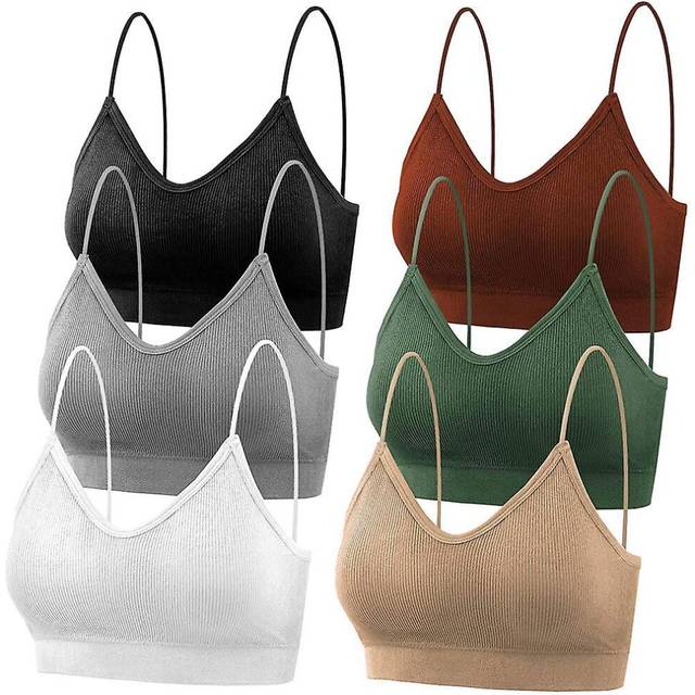 Padded Bralettes For Women, 6 Pcs Sports Bras For Women Pack, V Neck Cami Bando Bra For Women Girls