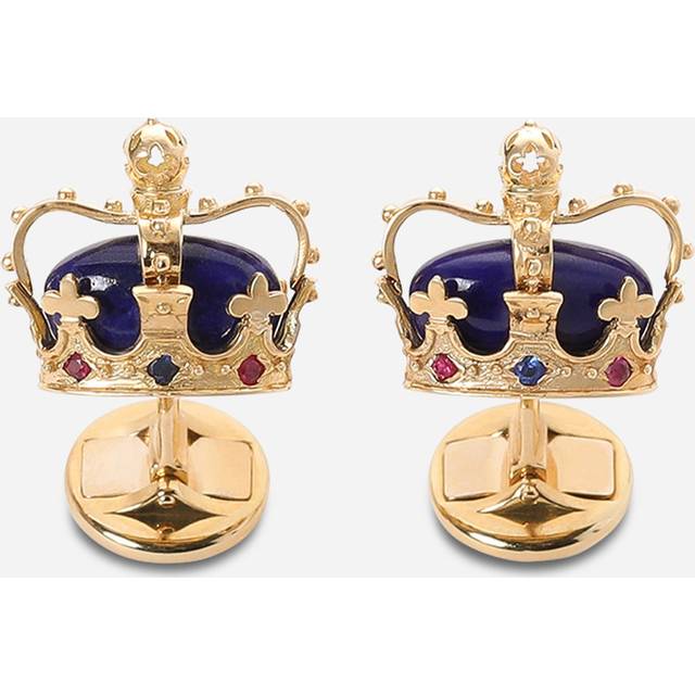 Dolce & Gabbana Crown Yellow Gold Cufflinks With Lapis Lazzuli - Man Cufflinks Gold Onesize