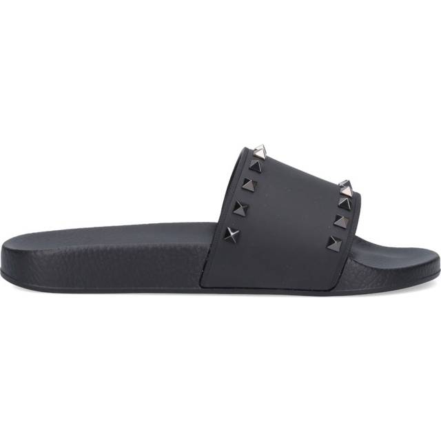 Valentino Garavani, Sliders, male, Black, 10 UK, Black Slides with Tone Studs