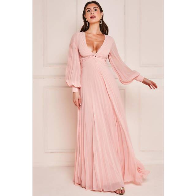 Goddiva Pleated Skirt Chiffon Maxi - Blush - 12
