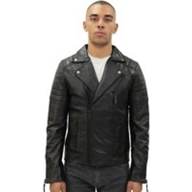 (3XL) Mens Slim Brando Double Cross Zip Leather Jacket