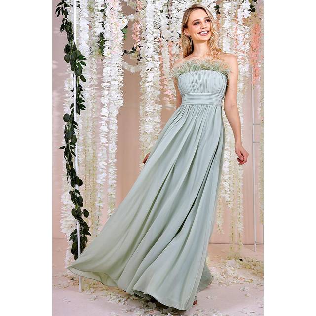Goddiva Bridesmaids Chiffon Maxi Dress - Sage Green - Sagegreen - 14